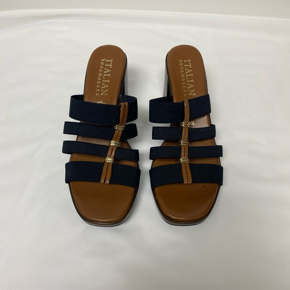 Italian Shoemakers Shoes - Italian Shoemakers Women's Black Slip On Sandals Black Block Heels Size 9.5